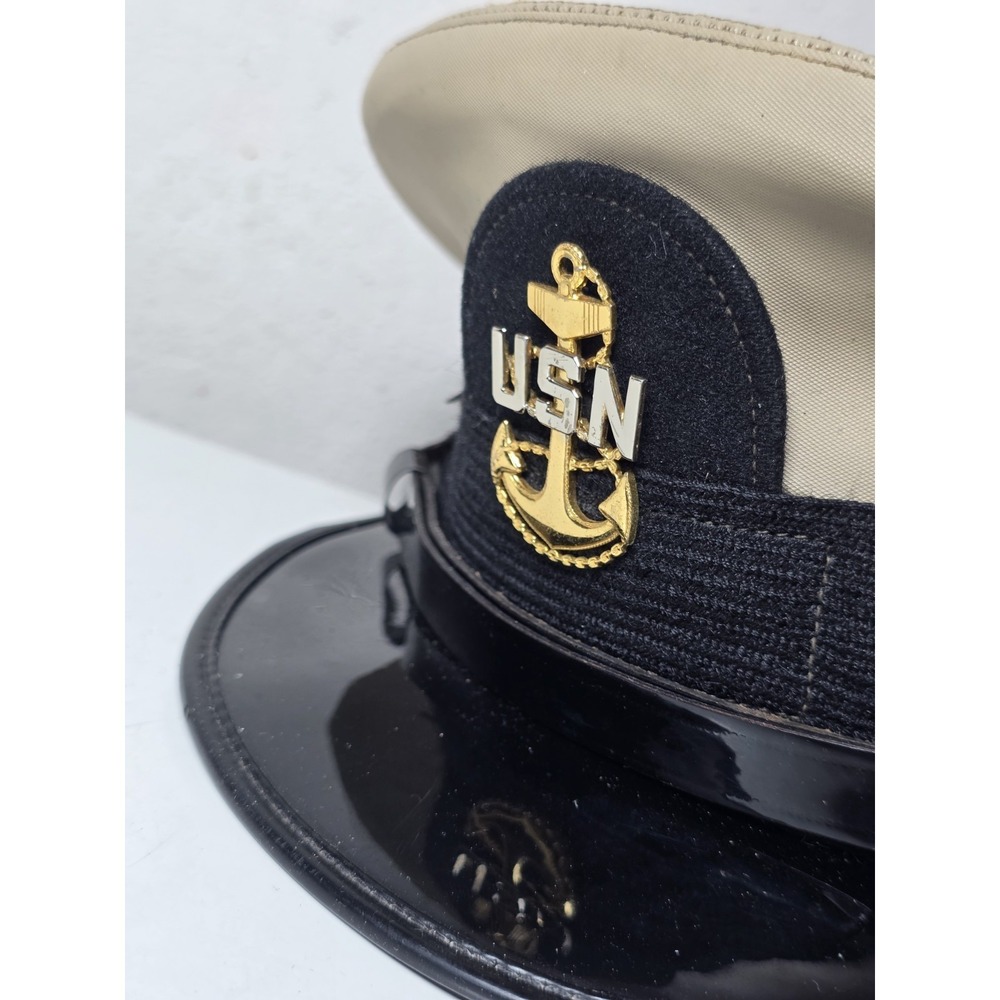 Vintage Bernard US Navy Hat Size : Made In USA : Black White - Picture 2 of 10